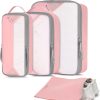 Kookoomia 4 Set/6 Set Compression Packing Cubes for Travel, Lightweight Luggage Organizer Bags, Sturdy Travel Essentials for Suitcase Organizers, Pink