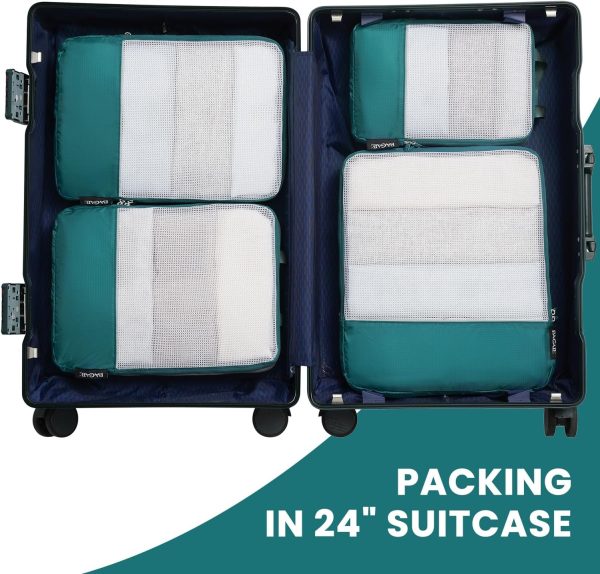 BAGAIL 4 Set/6 Set Ultralight Compression Packing Cubes Packing Organizer for Travel Accessories Luggage Suitcase Backpack(70D 4Set Mesh Teal) - Image 6