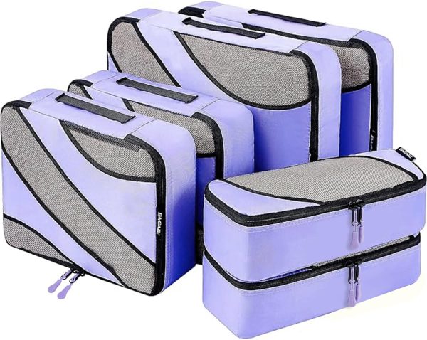 BAGAIL 6 Set Packing Cubes,Travel Luggage Packing Organizers(6Set Lavender)