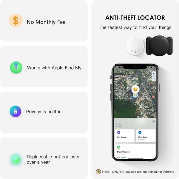 Car GPS Tracking Device for Vehicles,Cars etc,1PCS Real Time GPS Tracker for Vehicles Work with Find My (iOS Only),Mini Hidden Car Tracker with Magnetic Waterproof Case,No Monthly Fee(Black) - Image 2