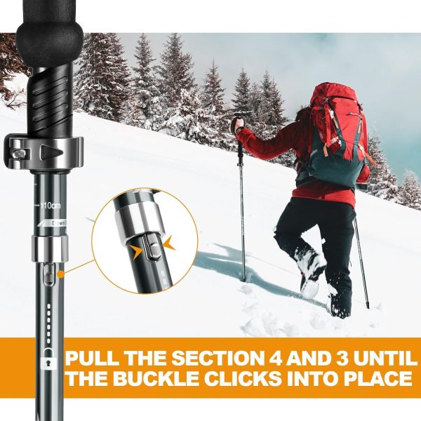 COVACURE Trekking Poles - Collapsible Walking Sticks for Hiking, Lightweight & Foldable Hiking Sticks for Travel, Essential Trekking Gear for Men and Women in Snow or on Trails - Image 3