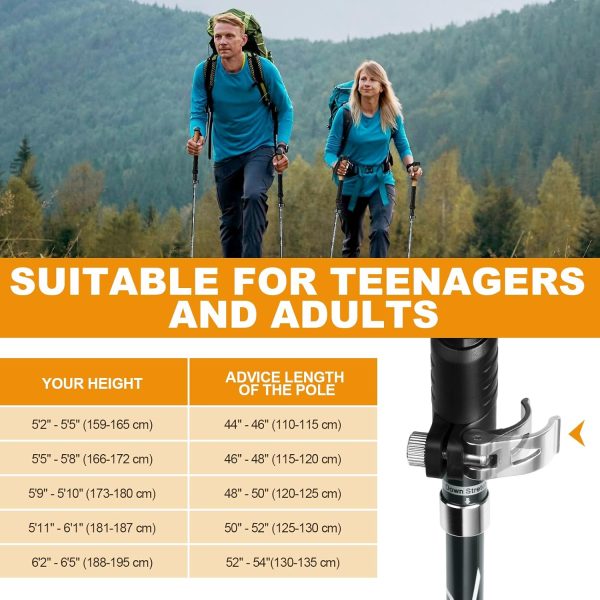 COVACURE Trekking Poles - Collapsible Walking Sticks for Hiking, Lightweight & Foldable Hiking Sticks for Travel, Essential Trekking Gear for Men and Women in Snow or on Trails - Image 4