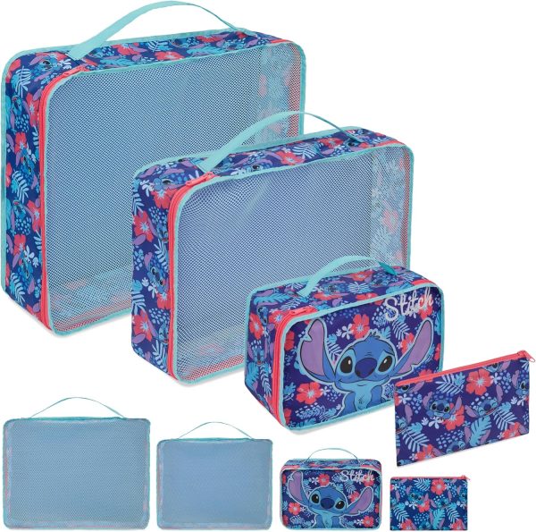 Disney Packing Organisers, Packing Cubes for Suitcases Luggage, Wash Bag (Navy Stitch)