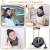 Neck Pillow Head, Chin, Neck 360° Support Pillow Adjustable 100% Pure Memory Foam Pillow for Airplanes, Car & Home, Ergonomic Design Full Neck Surround Bundle Eyecover & Earplugs (Black) - Image 2