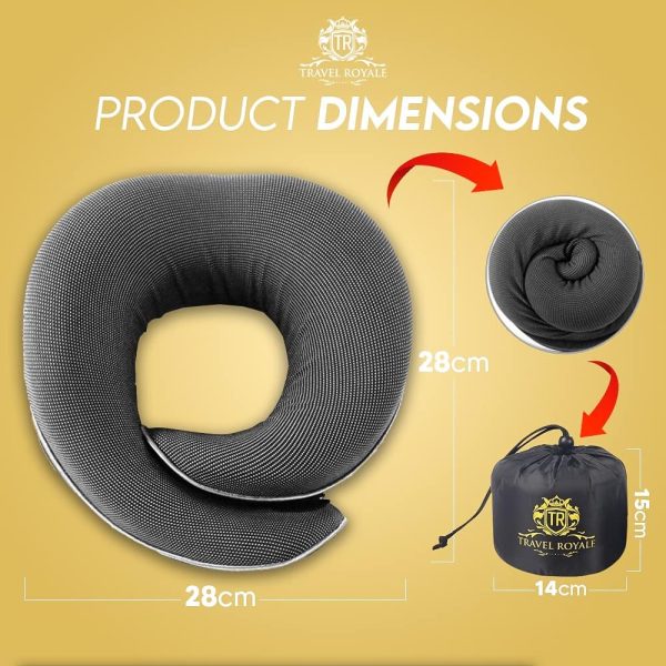 Neck Pillow Head, Chin, Neck 360° Support Pillow Adjustable 100% Pure Memory Foam Pillow for Airplanes, Car & Home, Ergonomic Design Full Neck Surround Bundle Eyecover & Earplugs (Black) - Image 8