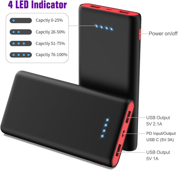 Portable Charger Power Bank 25800mAh,Ultra-High Capacity PD3.0 Fast Phone Charging with Intelligent Controlling IC,3 USB Port External Cell Phone Battery Pack Compatible with iPhone,Android etc - Image 5