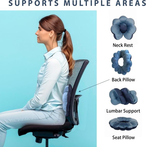 Total Pillow Donut Pillow for Airplane & Travel, Sleeping Neck Pillow, Microbead Comfortable Pillow for Neck, Head, Back, Lumbar & Pelvic Support, Twists to Many Positions - Blue - Image 3