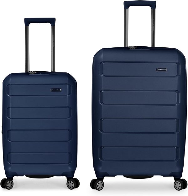 Pagosa Indestructible Hardshell Expandable Spinner Luggage, Navy, 2 Piece Set