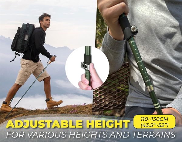 TREKOLOGY TREKZ SE 2pc Collapsible Hiking Stick - Lightweight, Foldable Retractable Trekking Poles for Men, Women & Seniors with Adjustable Heights - Nordic Walking Stick for Backpacking, Camping - Image 3