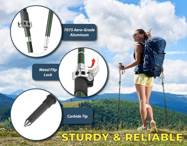 TREKOLOGY TREKZ SE 2pc Collapsible Hiking Stick - Lightweight, Foldable Retractable Trekking Poles for Men, Women & Seniors with Adjustable Heights - Nordic Walking Stick for Backpacking, Camping - Image 4