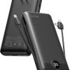 VRURC Portable Charger 20000mAh, Fast Charging Power Bank USB C,4 Output 2 Input Charging Bank Equipped with LED Display,Built-in Wall Plug and Cables,Cell Phone Replacement Battery,Black